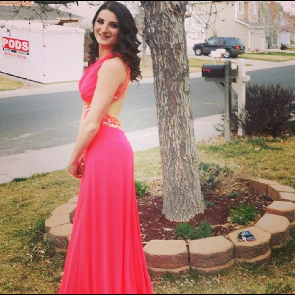 Pink and gold prom dress